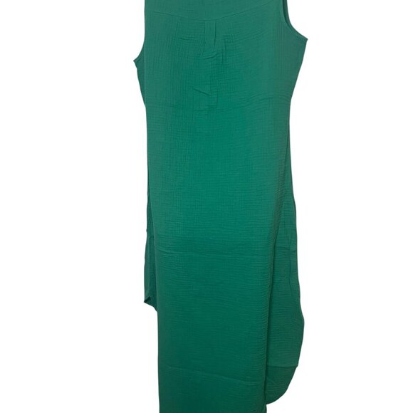 S’Edge Holland Dress Rainforest Green M NWT 100% Cotton Sleeveless Hi-Low Midi - Picture 4 of 7